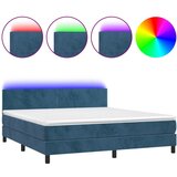 The Living Store Box spring postelja z vzmetnico LED temno modra 180x200cm žamet - Box Spring Postelja, (21493043) | Shoptok.si
