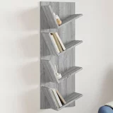 vidaXL Zidne police za knjige s 4 razine siva boja hrasta 33x16x90 cm