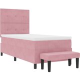  Postelja z vzmetnico z vzmetnico Roza 90 x 190 cm Žamet, (5000128369) | Shoptok.si