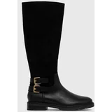 Polo Ralph Lauren Kožne čizme Burncalf za žene, boja: crna, ravna potpetica