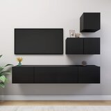 The Living Store Komplet TV omaric 4-delni črna inženirski les - Komplet TV Omaric, (21374610) Cene