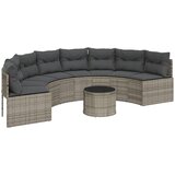 Maison Chic Vrtni kavč - Zunanji kavč z mizo in blazinami polkrožen siv poli ratan, (22040764) | Shoptok.si