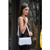 Madamra White Women's Hand and Shoulder Bag with Magnet Closure