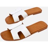 Gemre White flat-soled sandals with Sarini embossing | Shoptok.si
