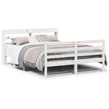  Okvir za krevet s uzglavljem bijeli 135 x 190 cm od borovine | shoptok.hr
