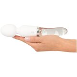 Liaison Wand - punjivi LED vibrator od silikonskog stakla (prozirno-bijeli) | shoptok.hr