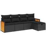 The Living Store Vrtna sedežna garnitura 5-delna z blazinami črn poli ratan - Vrtna Sedežna Garniture, (21443689) | Shoptok.si