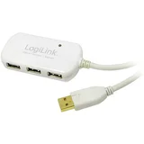 USB kabel USB 2.0 USB-A vtič\, USB-A vtičnica 12.00 m bela pozlačeni konektorji\, UL-certificirano UA0108, (20410196)