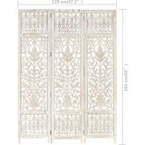 Sobna Ročno izrezljan paravan 3-delni bel 120x165 cm trden mangov les, (20619926) | Shoptok.si
