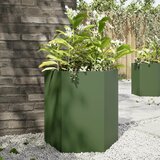 Maison Chic Vrtno korito - Greda - Cvetlični Lonec olivno zelena šestkotnik 46x40x45 cm jeklo, (21788664) | Shoptok.si