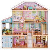 Ginger Home Velika drvena kuća za lutke Grand Villa, 4 etaže, 28 komada namještaja, 119x31,5x122,5 cm | shoptok.hr
