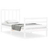 The Living Store Posteljni okvir z vzglavjem bel 100x200 cm trden les - Posteljni Okvir, (21526369) | Shoptok.si