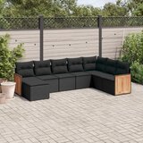 Maison Chic Seti vrtnega pohištva - Vrtna garnitura - Vrtni pohištvo set 8-delna z blazinami črn poli ratan, (21799052) | Shoptok.si