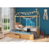 ADRK Djeji kreveti kuica JONASZEK s ogradom i madracima 87 cm - BUKVA | shoptok.hr