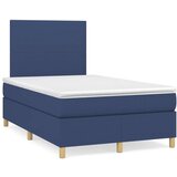  Box spring postelja z vzmetnico LED modra 120x190 cm blago Cene