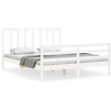 The Living Store Posteljni okvir z vzglavjem bel 160x200 cm trden les - Posteljni Okvir, (21524663) | Shoptok.si