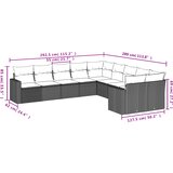  10-dijelni set vrtnih sofa od poliratana s jastucima crni | shoptok.hr