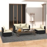 The Living Store Vrtna sedežna garnitura 4-delna z blazinami poli ratan črna - Vrtna Sedežna Garnitura, (21422977) Cene