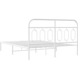 vidaXL Kovinski posteljni okvir z vzglavjem bel 135x190 cm | Shoptok.si