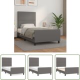 The Living Store Posteljni okvir z vzglavjem siv 90x200 cm umetno usnje - Posteljni Okvir Z Vzglavjem, (21737229) | Shoptok.si