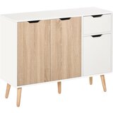 HOMCOM Večnamenska omara s predali in omaricami, lesena kredenca v nordijskem slogu za spalnico, dnevno sobo, kabinet, bela in lesena barva, (20745384) Cene