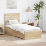 vidaXL Krevetna konstrukcija Sonoma hrast i srebrna 75 x 190 cm | shoptok.hr