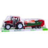 Traktor za igru sa prikolicom i balama 62 cm - crveno/zelena | Shoptok.si