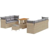  10-delni vrtni kavč set z blazinami Bež Poli Ratan Akacija | Shoptok.si
