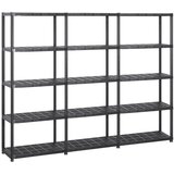 vidaXL Regal s policami 5-nadstropni črn 213x38x170 cm plastika Cene