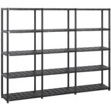 Regal s policami 5-nadstropni črn 213x38x170 cm plastika