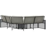  Vrtna sofa L-oblika s jastucima i tabureom crna od poliratana | shoptok.hr