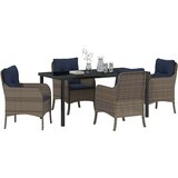 vidaXL Vrtni set za objed s jastukom 5 pcs Siva poliratan - 4 sjedala 160 cm | shoptok.hr