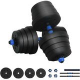  2-u-1 set bučica i olimpijske šipke 30 kg Crna i Plava | shoptok.hr