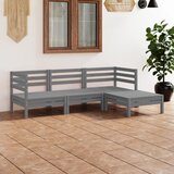 Maison Chic Seti vrtnega pohištva - Vrtna garnitura - Vrtni pohištvo set 4-delna trdna borovina siva, (21809487) | Shoptok.si