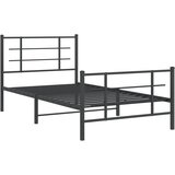 vidaXL Metalni okvir kreveta uzglavlje i podnožje crni 100x200 cm | shoptok.hr