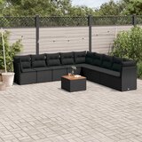 vidaXL 10-dijelni set vrtnih sofa s jastucima crni od poliratana | shoptok.hr
