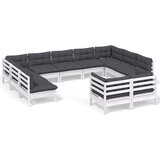  The Living Store Vrtna sedežna garnitura 11-delna z blazinami bela borovina - Vrtna Sedežna Garnitura, (21449627) | Shoptok.si
