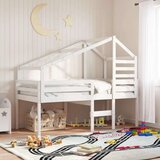 vidaXL Visoki krevet s krovom bijeli 75 x 190 cm od masivne borovine | shoptok.hr