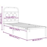 vidaXL Kovinski posteljni okvir z vzglavjem črn 75x190 cm | Shoptok.si