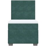 vidaXL Box spring postelja z vzmetnico temno zelen 90x190 cm žamet | Shoptok.si