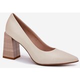 EVENTO Leather pumps on a heel beige Gregosa | Shoptok.si