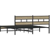 Metalni Kovinski posteljni okvir brez vzmetnice sonoma hrast 183x213 cm, (21610302) | Shoptok.si