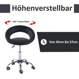  Stolica na kotačiće radna stolica okretna stolica uredska stolica podesiva visina PU+metal crna 50 x 54 x (66-78) cm | shoptok.hr