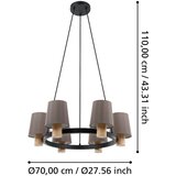 Eglo Edale viseća lampa 6xE27, Ø70 cm, crna/drvo/cappuccino, 43781 | shoptok.hr