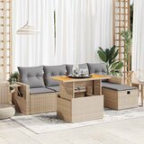 vidaXL 6-dijelni set vrtnih sofa s jastucima bež od poliratana bagrem Cijene