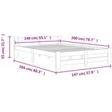  Okvir za krevet od masivne borovine bijeli 140 x 200 cm | shoptok.hr