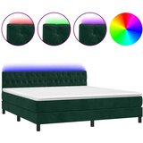  box spring s madracem LED tamnozeleni 160x200 cm baršun | shoptok.hr