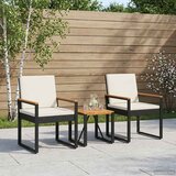  Set vanjskog namještaja 3 pcs Crna i krem-bijela poliratan | Eponuda.com