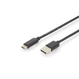 Digitus USB kabel USB 2.0 USB-C® vtič\, USB-A vtič 3.00 m črna dvojno oklopljen\, primeren za obojestranski priključek AK-300148-030-S, (20416099) | Shoptok.si
