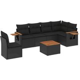 Maison Chic Seti vrtnega pohištva - Vrtna garnitura - Vrtni pohištvo set 7-delna z blazinami črn poli ratan, (21802317) | Shoptok.si